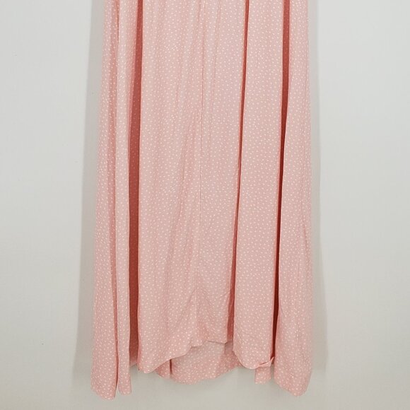 LOFT Polka Dot Midi Dress 8 Women's Sundress Sleeveless Ruffle Trim Pink White - Picture 11 of 13